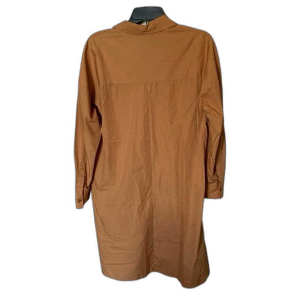 Zara Orange Brown Cotton Button Front Long Sleeve Shirt Dress/Tunic Size Small - Picture 3 of 9